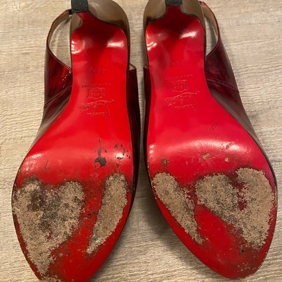 Authentic Louboutin Red Patent Slingback heels - Picture 3 of 8